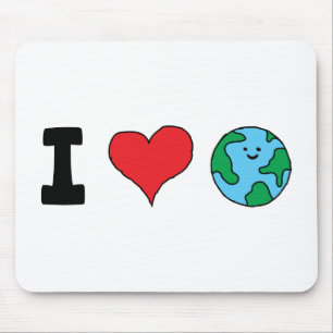 Ik hou van de wereld Happy Earth Clipart Cute Eart Muismat