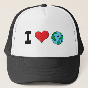 Ik hou van de wereld Happy Earth Clipart Cute Eart Trucker Pet