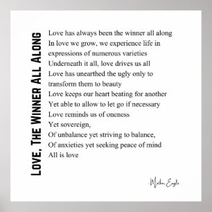 Ik hou van de winnaar, al die tijd, poëzie poster