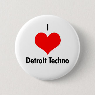 Ik hou van 'detroit' techno ronde button 5,7 cm