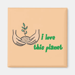 "Ik hou van deze planeet" Square Magnet Magneet