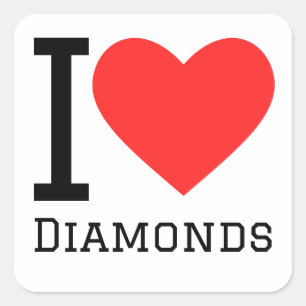 Ik hou van diamanten vierkante sticker