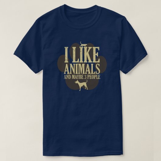 Ik hou van dieren en misschien 3 mensen-Introvert  T-shirt (Design voorkant)