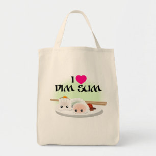 Ik hou van Dim Sum Kruidenier Canvas tas
