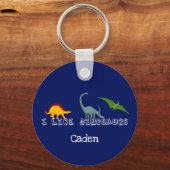 Ik hou van Dinosaurs Blue Sleutelhanger (Achterkant)