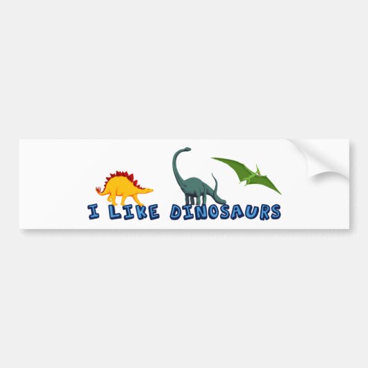 Ik hou van Dinosaurs Bumpersticker (Voorkant)