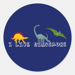 Ik hou van dinosaurussen blauw ronde sticker