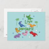 Ik hou van dinosaurussen! (Cute) Briefkaart (Voorkant / Achterkant)