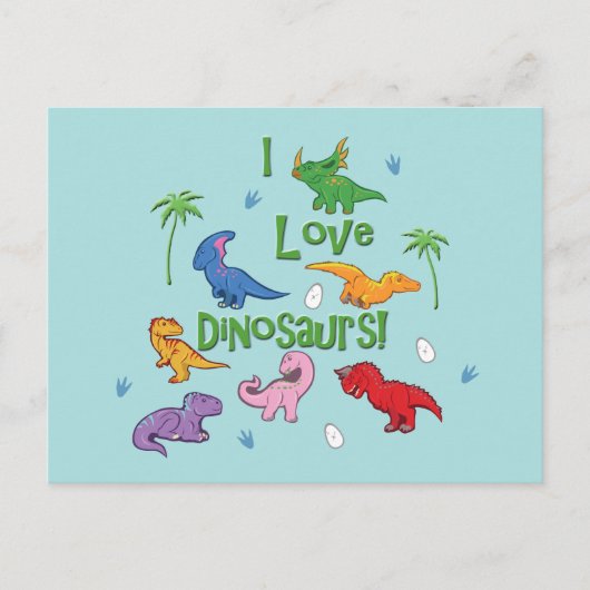 Ik hou van dinosaurussen! (Cute) Briefkaart (Voorkant)