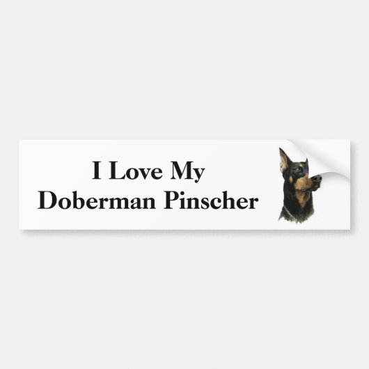 Ik hou van Doberman Pinscher Bumpersticker (Voorkant)