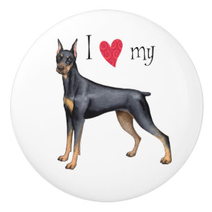 Ik hou van Doberman Pinscher Keramische Knop