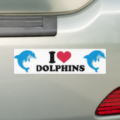 Ik hou van dolfijnen bumpersticker (Op auto)