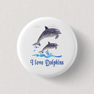 Ik hou van Dolphins Ronde Button 3,2 Cm