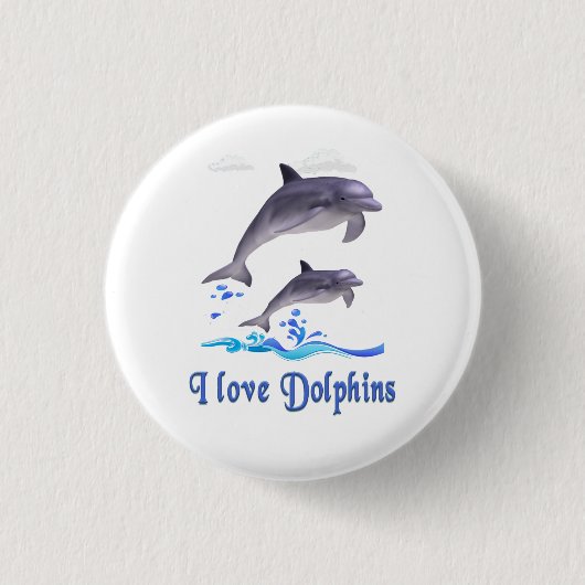 Ik hou van Dolphins Ronde Button 3,2 Cm (Voorkant)