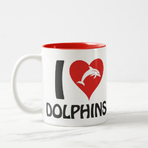 Ik hou van Dolphins Tweekleurige Koffiemok