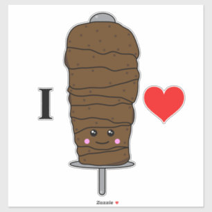 Ik hou van Doner Kebab Schattige Kawaii eten Sticker