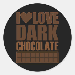 Ik hou van donkere chocolade ronde sticker