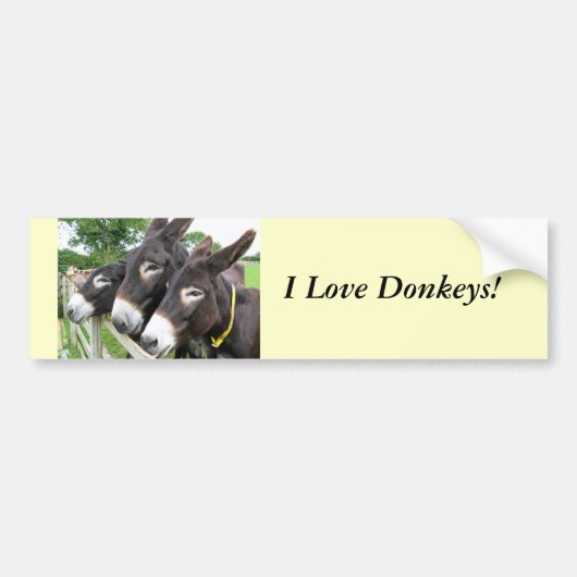 Ik hou van Donkeys! Bumpersticker (Voorkant)