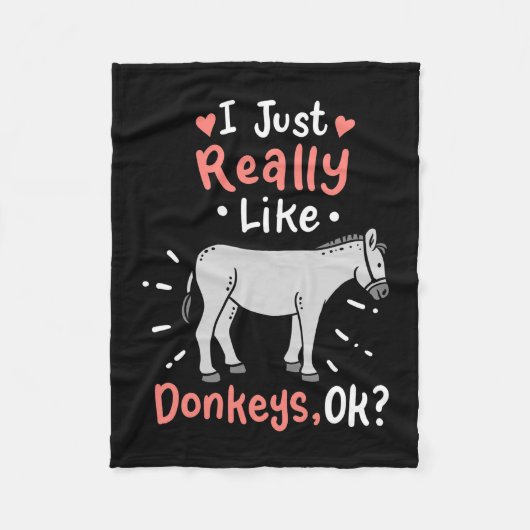 Ik hou van Donkeys Fleece Deken (Voorkant)