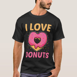Ik hou van Donuts Hartvormige Grappige Doughnut Li T-shirt