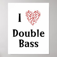 Ik hou van Double Bass Red Heart of Muzieknoten