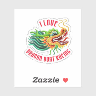 Ik hou van Dragon Boat Racing Gold & Red Logo Sticker