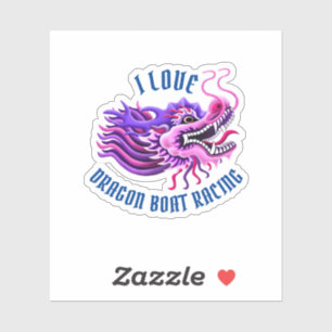 Ik hou van Dragon Boat Racing Roze & Paarse Logo Sticker