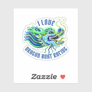 Ik hou van drakenboot racen Blauw & Groen Logo Sticker