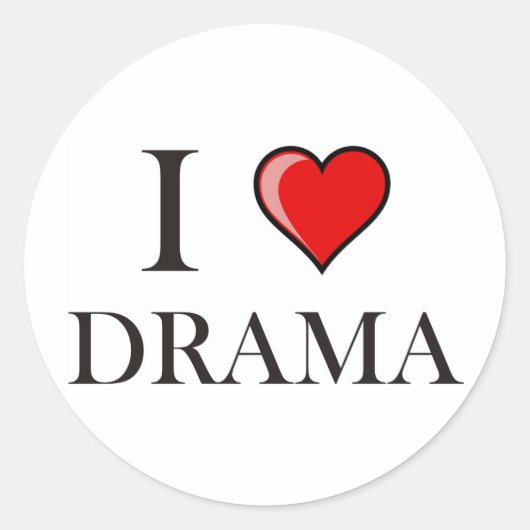 Ik hou van Drama Ronde Sticker (Voorkant)