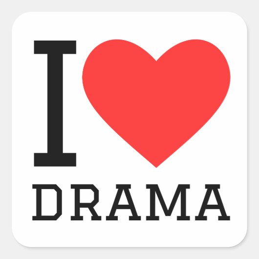 Ik hou van drama vierkante sticker (Voorkant)