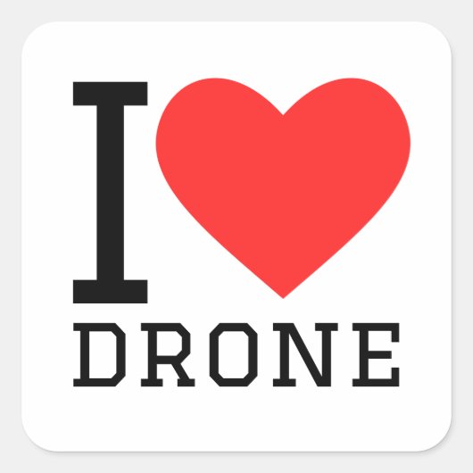 Ik hou van drone vierkante sticker (Voorkant)