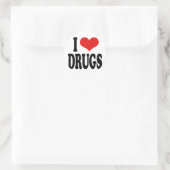 Ik hou van drugs ronde sticker (Tas)