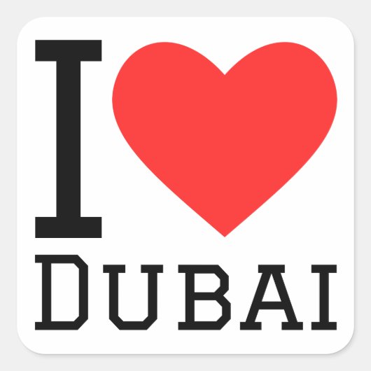 Ik hou van dubai vierkante sticker (Voorkant)