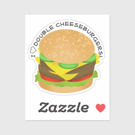 Ik hou van dubbele cheeseburgers sticker (Vel)