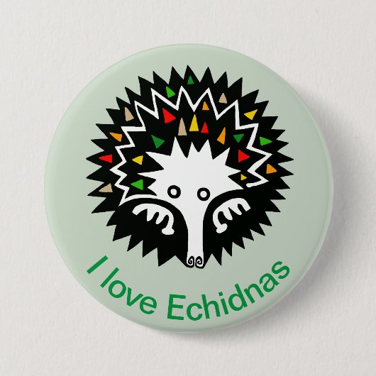 Ik hou van ECHIDNAS -Monotreme- Aussie Wildlife - Ronde Button 7,6 Cm (Voorkant)