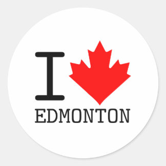 Ik hou van Edmonton, Alberta Canada Maple Leaf Ronde Sticker