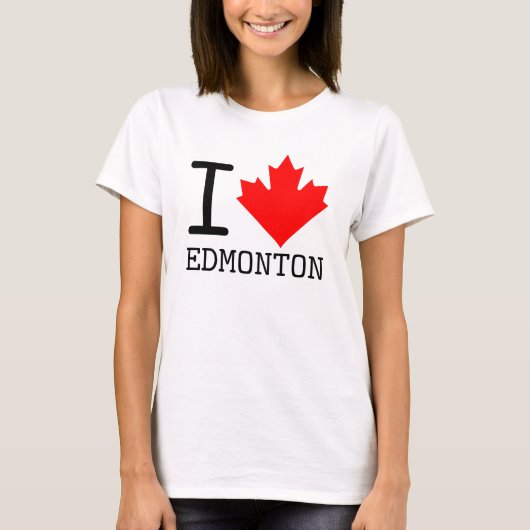 Ik hou van Edmonton, Alberta Canada Maple Leaf Vro T-shirt (Voorkant)