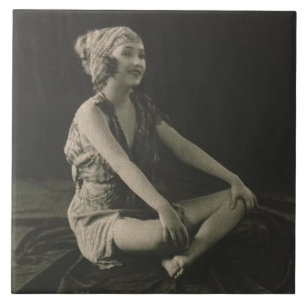 Ik hou van een arme meid meisje zitten cross benen tegeltje