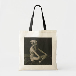 Ik hou van een arme meid meisje zitten cross benen tote bag