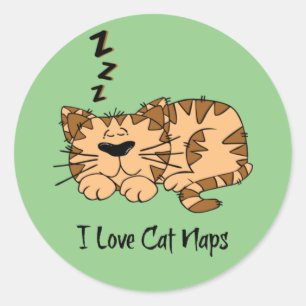 Ik hou van een dutje met de kat ronde sticker