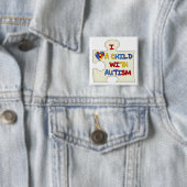 Ik hou van een kind met autisme vierkante button 5,1 cm (In situ)