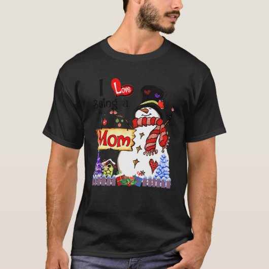 Ik hou van een mam Snowman Kerstmis zijn T-shirt (Voorkant)