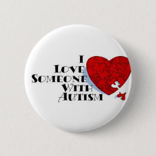 Ik hou van één met autisme ronde button 5,7 cm