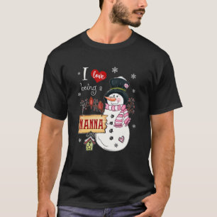 Ik hou van een Nanna Snowman kerstfeest T-shirt