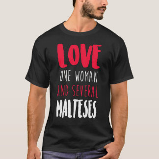 Ik hou van een vrouw en meerdere maltesen t-shirt