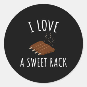 Ik hou van een zoete rek BBQ ribben grappig T Ronde Sticker