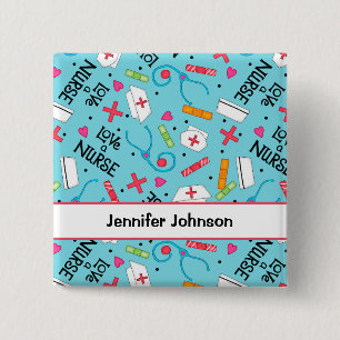 Ik hou van een zuster Art Turquoise Blue Name Badg Vierkante Button 5,1 Cm