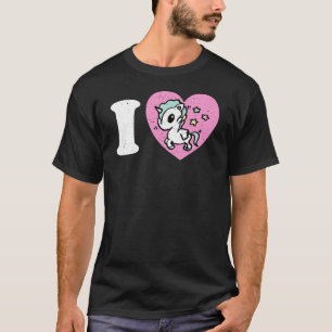 Ik hou van eenhoorns Hart Schattig Grappig Cool Ma T-shirt