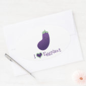 Ik hou van Eggplant Ovale Sticker (Envelop)