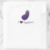 Ik hou van Eggplant Ovale Sticker (Tas)